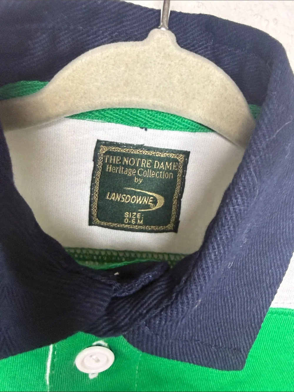 Lansdowne Notre Dame Heritage Green & White Striped Baby One-Piece Romper